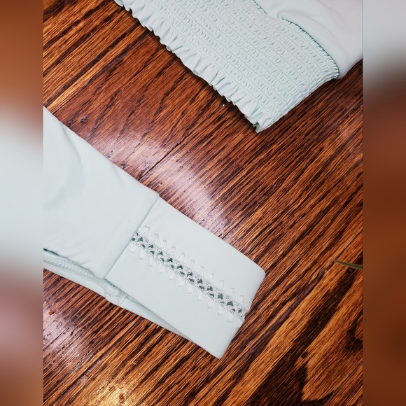 PILYQ NWT Azura Smoked Mint Green Bandeau & Smoked Teeny Bikini Bottom Set Sz L - Picture 6 of 15